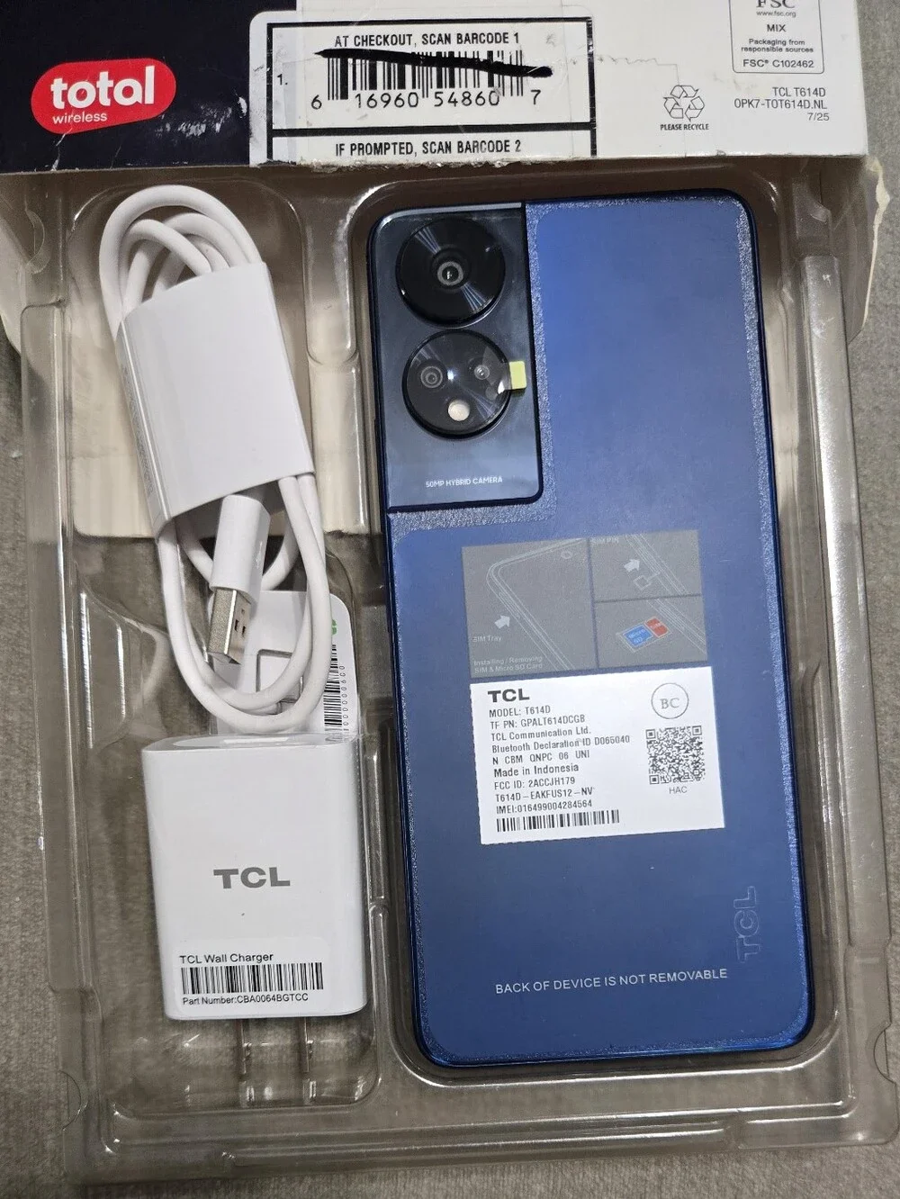 NIB TCL 50 XE 5G Blue Smartphone Total Wireless 128GB